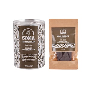 Chaga Pilz-Bundle - Dunkle Schokolade & Kakao-Mischung | Superfood Geschenk zur Selbstfürsorge
