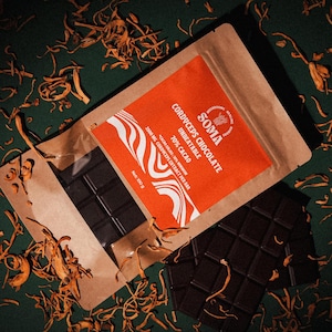 Cordyceps Pilz Dunkle Schokoladen Riegel - Geeignet für Vegan | Gesunde Ostern | 2 x 50g Tafeln | Feines Geschenk für Schokoladenliebhaber