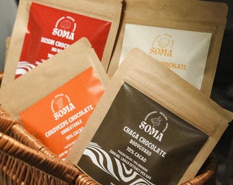 Barras de Chocolate com Cogumelos – Pacote de Variedades de 4 Sabores (8 Barras) | Páscoa Saudável | Presente Funcional de Chocolate Gourmet I Superfood treat