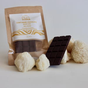 Lion&#39;s Mane Dunkle Schokoladentafel | Zartbitter 70% Schokoladengenuss | Gesunde Ostern | Veganes Superfood Pilz Snack und Geschenk