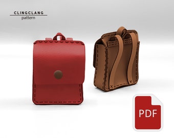 Leather Backpack Keychain Pattern with Stitching Holes | Mini Bag Charm PDF | Miniature Backpack Template | Easy Stitching
