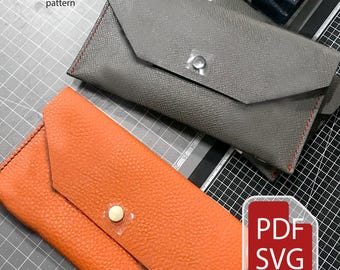 Cash Stuffing Wallet with Stitching Holes | Leather Envelope Pattern PDF SVG | Budgeting Envelope Template | A4 and US Letter