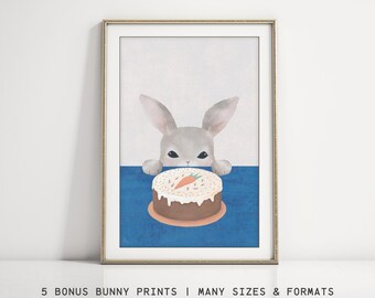 Carrot Cake Easter Bunny Prints Bundle | 6 Downloadable Easter Prints Bunny | Punny & Clever Easter Rabbit Prints | Wall Art Prints