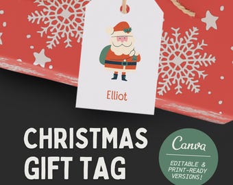 Santa Claus Gift Tag / Christmas Editable Tag / Digital Download