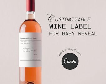 Editable Wine Label Pregnancy Announcement | Pregnancy Announcement Wine Label | Custom Wine Labels | Wine Bottle Label Canva Template