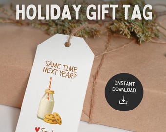 Milk and Cookies Santa Tag / Christmas Gift Tag / Digital Download