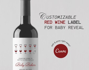 Pregnancy Announcement Wine Label | Red Wine Label Pregnancy Announcement | Clever Custom Wine Labels | Wine Bottle Labels