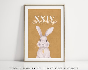 24 Carrot Magic Easter Bunny Prints Bundle | 6 Downloadable Easter Prints Bunny | Punny & Clever Easter Wall Art Prints