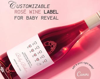 Rosé Wine Label Pregnancy Announcement | Pregnancy Announcement Wine Label | Clever Custom Wine Labels | Wine Bottle Labels
