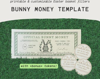 Printable Easter Coupons Template & Printable | Customizable Easter Egg Coupons | Easter Egg Filler | *BONUS* Printable Easter Egg Tokens!
