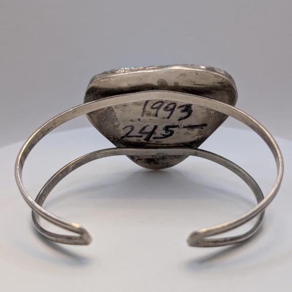 Triangle Turquoise Silver Cuff Bracelet Size 8 - image 8