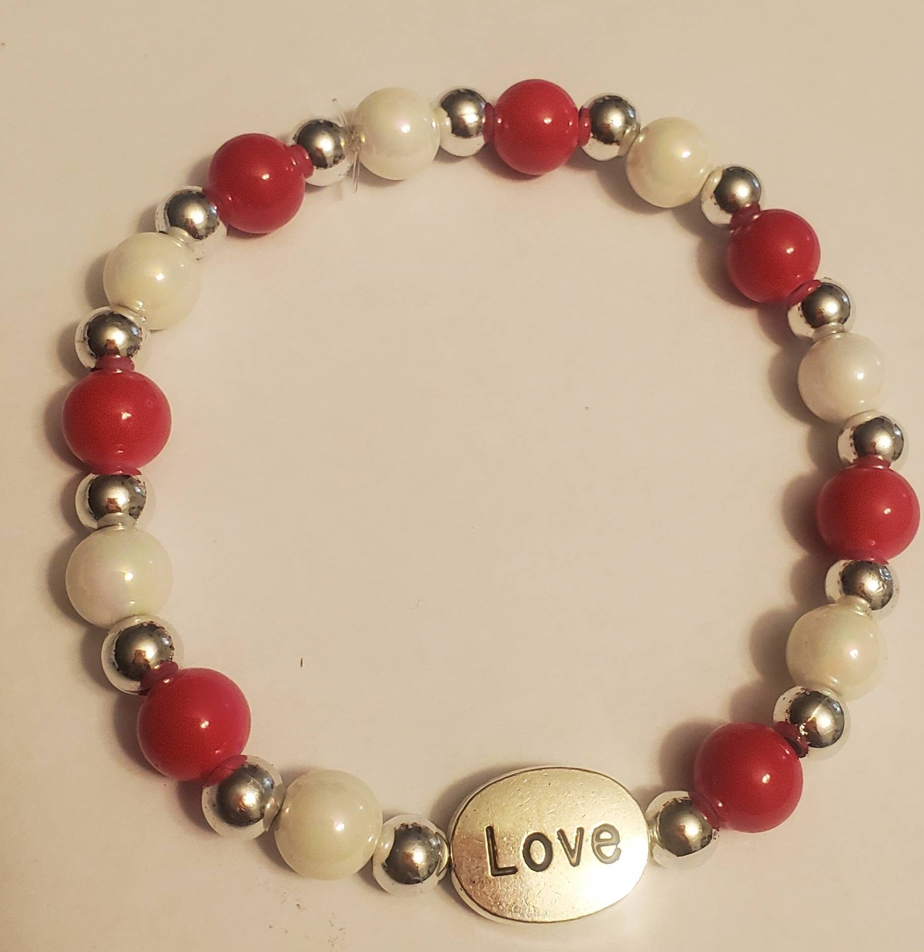 Love Bead Bracelet Handmade Bracelet Stretchy Bracelet - Etsy UK