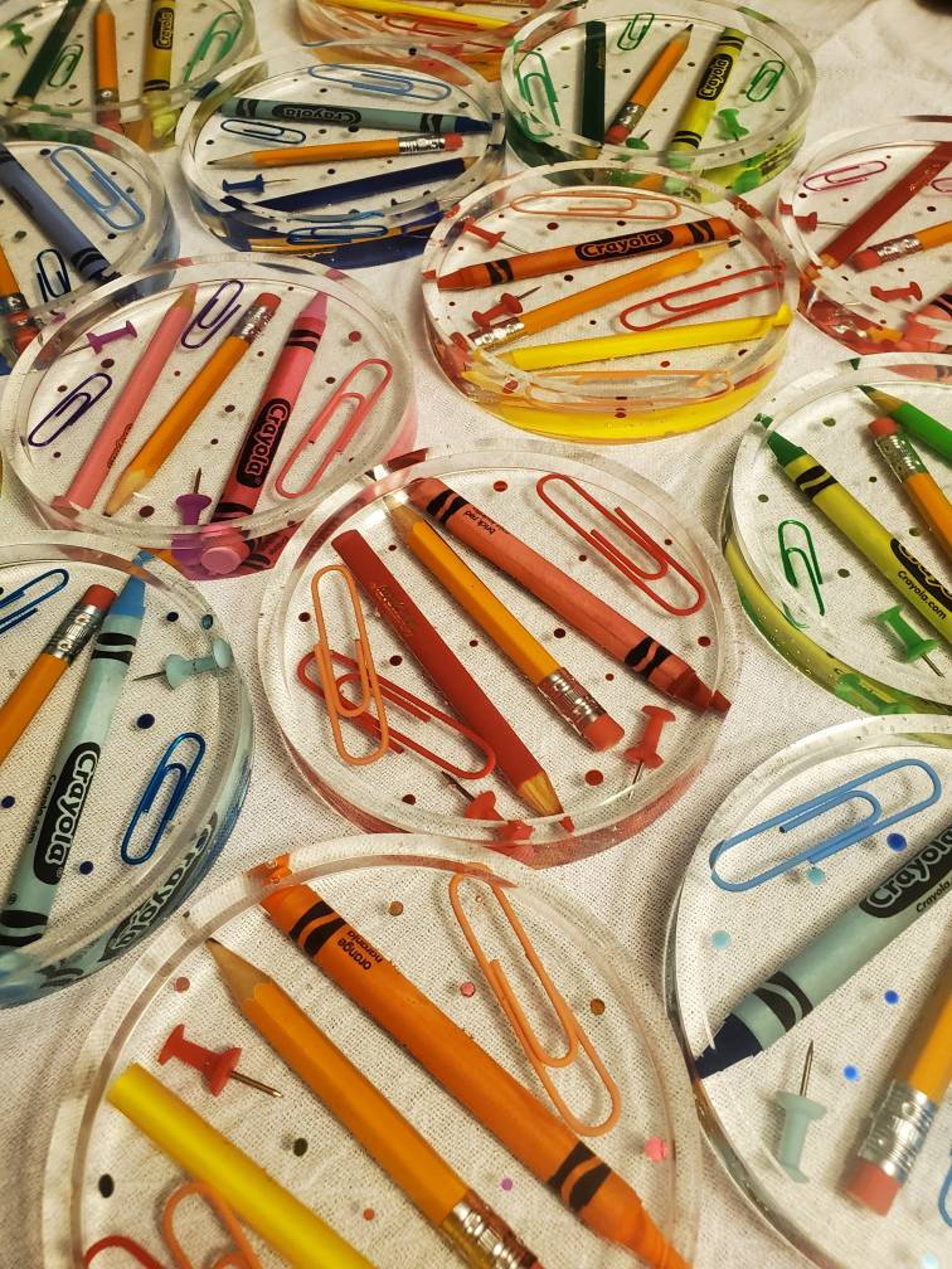 Personalized Resin Coaster with School Supplies Teacher Gift Etsy
