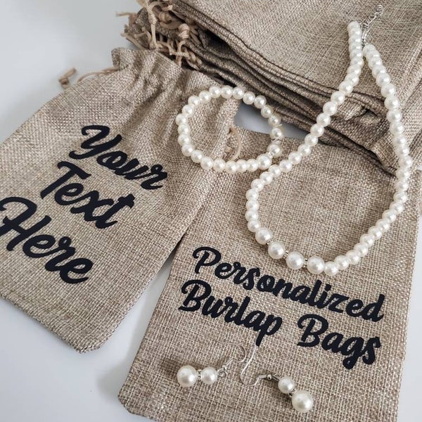 5 x 7, Personalized Burlap Bag, Drawstring Gift Bag, Custom Pouch, Craft Bag, Presents, Wedding, Favors, DIY