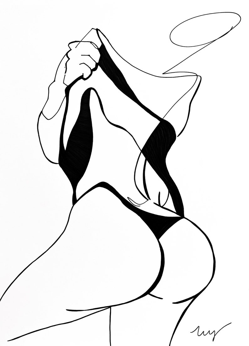 Digital Download Female Figure Nude Line Drawing