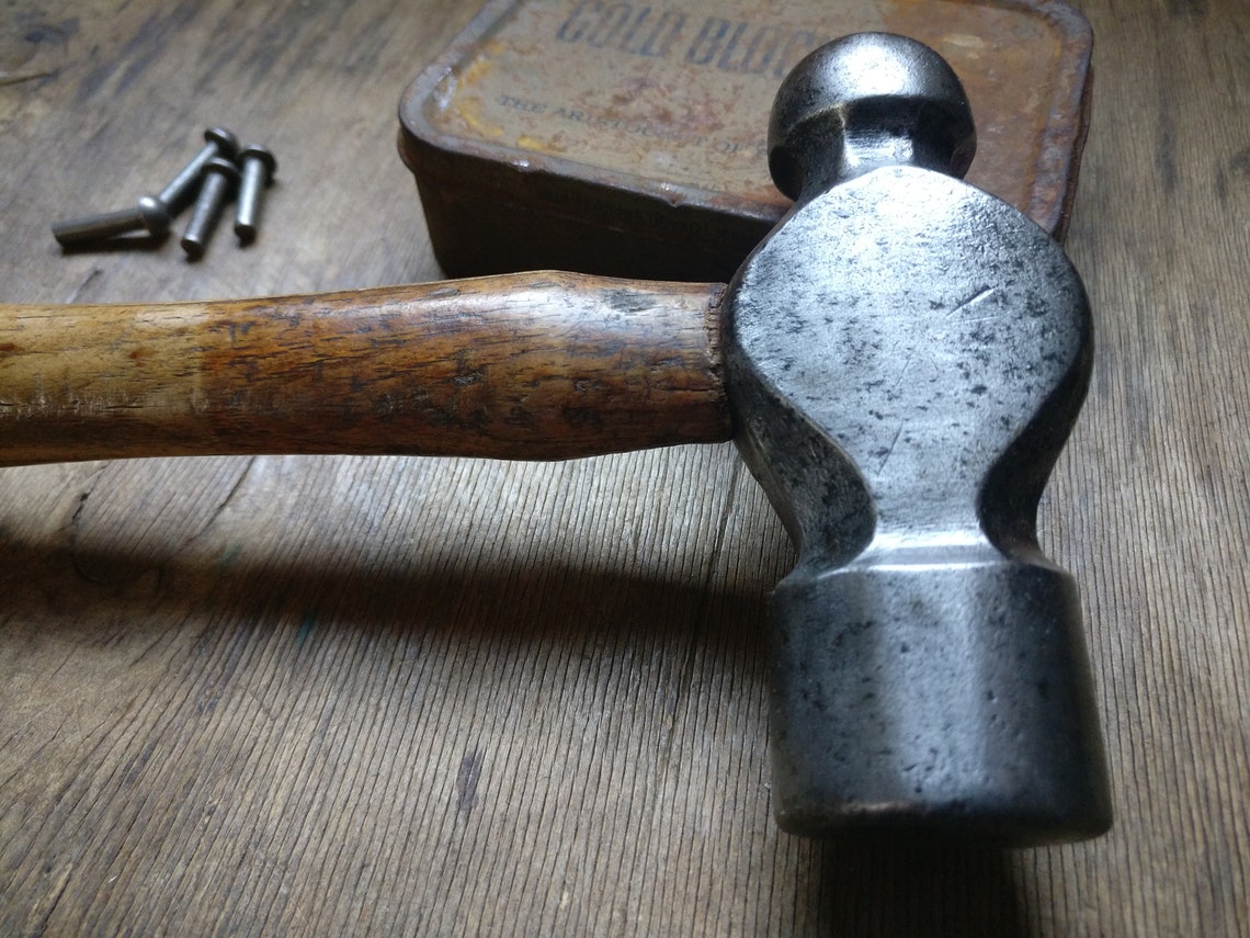 Vintage Ball Peen Hammer metal working great display piece Etsy