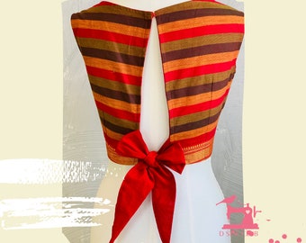 Boat Neck Tie Back Blouse SB09