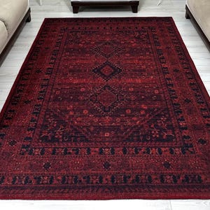 Dunkelroter orientalischer osmanischer türkischer Teppich Chenille Baumwolle Wohnkultur