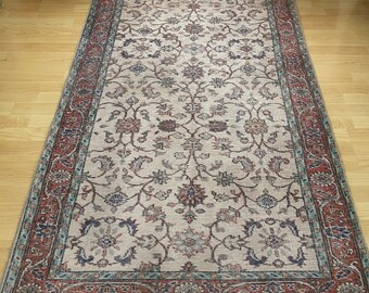 Vintage Distressed Red/Sage Green Oriental Rug For Living Room