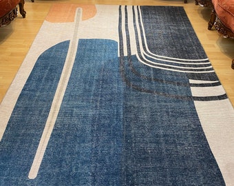 Alfombra contemporánea, alfombra geométrica moderna 8x10, alfombra groovy, alfombra de área boho, alfombra de decoración del hogar funky, alfombra escandinava, alfombra de cabina marina moderna