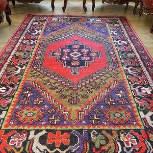 Colorful Anatolian Kilim Rug 8x10: Turkish Chenille Cotton Rug 9x12 5x8