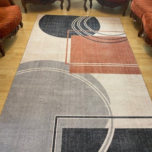 Contemporary Rug 8x10, Modern Area Rug, Geometric Design Rug, Groovy Area Rug, Nordic Style Rug, Geometric Boho Style Rug, Scandinavian Rug