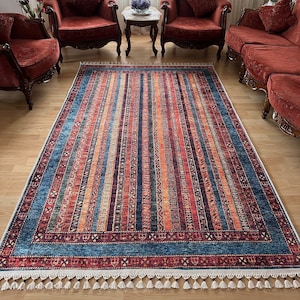 Multicolor Rug, Ottoman Gabbeh Design, Tribal Gabbeh Shall, Shall Area Rug 8x10, Shall Pattern Rugs, Shall Rug Collection Anatolian Rug