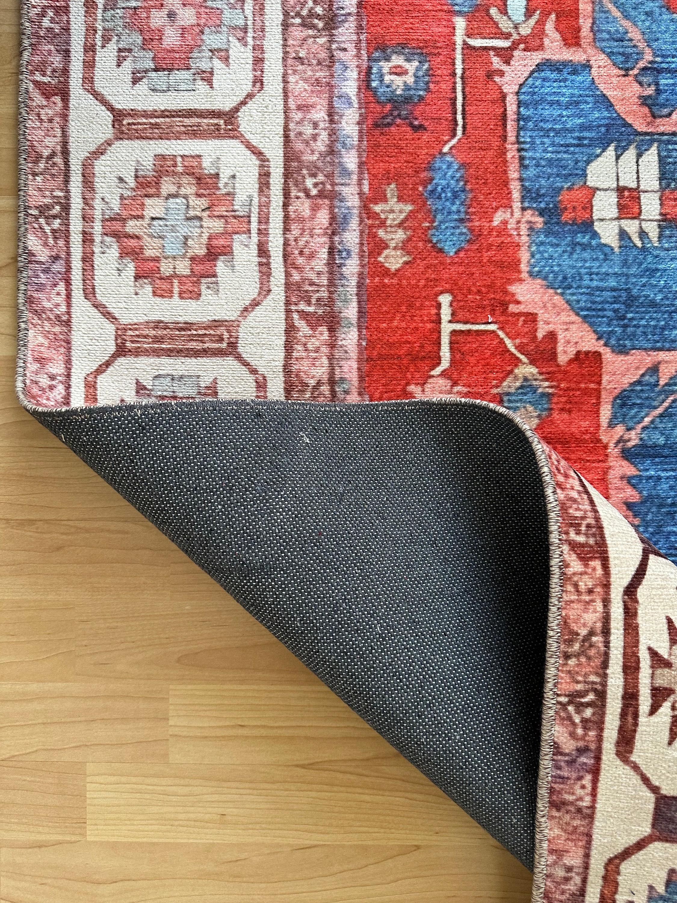 Red and Blue Turkish Rug 8x10: Chenille Cotton Rug 9x12 5x8 6x9 - Etsy