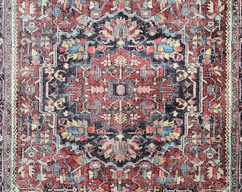 Red Navy Vintage Rug 8x10, Ottoman Oriental Rug 9x12, Rugs For Living Room, Oversized Red Rug, Bohemian Anatolian Rug, Tribal Area Rug