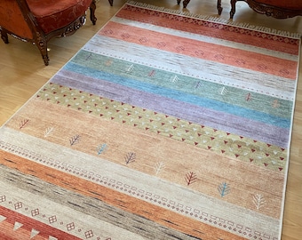 Turkish MultiColor Rug, Colorful Kilim Rug, Kitchen Rug, Natural Lodge Area Rug, Modern Kilim Area Rug, Funky Home Decor Rug, Chalet Rugs