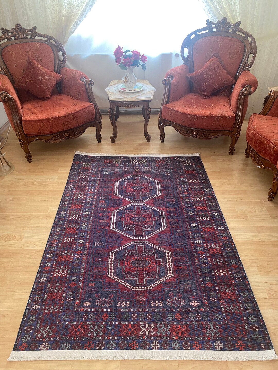 Navy Blue Rug 8x10 Persian Pattern Rug 8x10 Soumak Kilim Rug Etsy