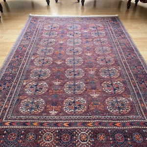 Vintage Style Burgundy Soumak Kilim Rug Chenille Cotton Area Rug 8x10