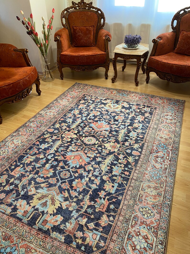 Dark Blue Rug 8x10 Persian Kilim Rug 8x10 Blue Rug 8x10 Etsy