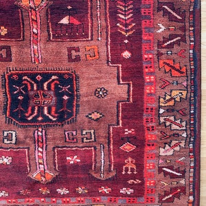 Alfombra vintage roja marrón 8x10, alfombra persa 8x10, alfombra roja Heriz 8x10, alfombra de área oriental imagen 9