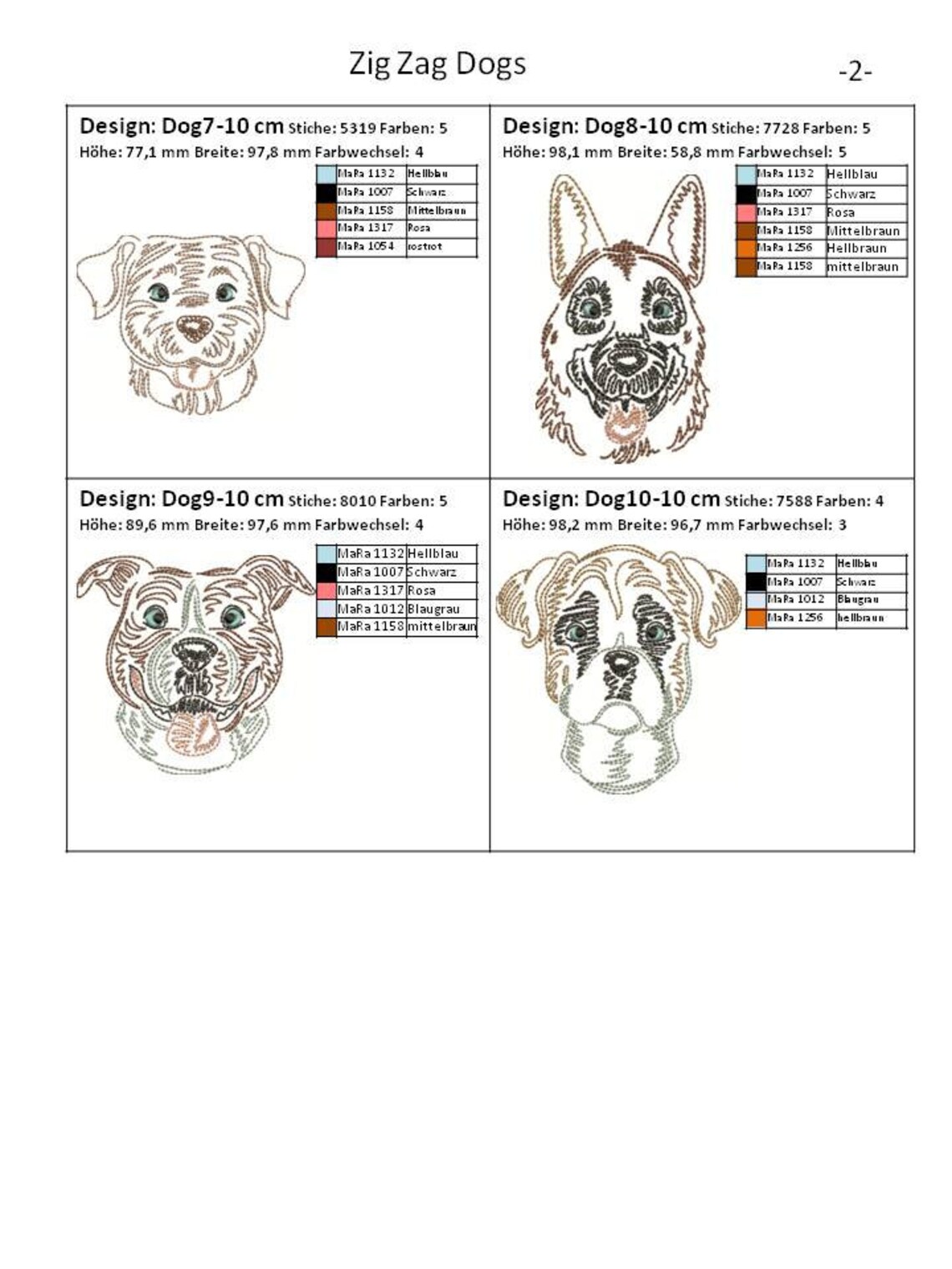 Fichier de broderie Zig Zag Dogs 3 chiens motif de broderie fichier