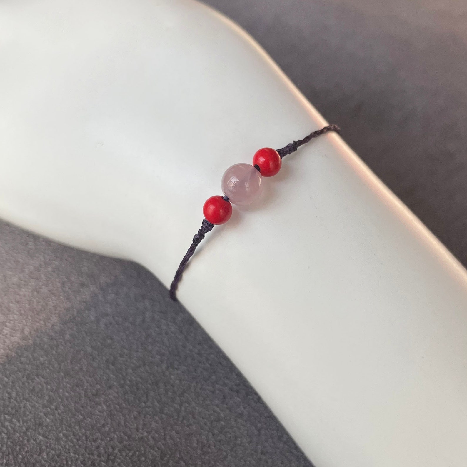 Pink Crystal Love Bracelet Dark Purple String Bracelet Girl Etsy