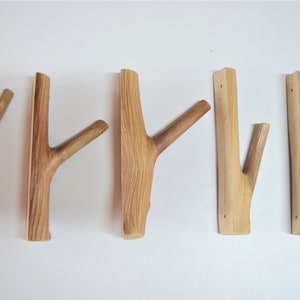5x creative tree branch hooks, nordic solid wood, set of 5 wooden hangers, wood wall hooks, rustic coat hangers, farmhouse wall hooks