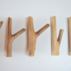 5 ganchos creativos para ramas de árboles, madera maciza nórdica, juego de 5 perchas de madera, ganchos de pared de madera, perchas rústicas, ganchos de pared de estilo rústico
