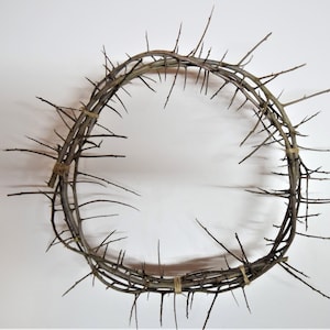 Natural crown of thorns,  sharp blackthorn wreath, religious crucifixion decoration, black crown of thorns, Jesus crown of thorns hand made