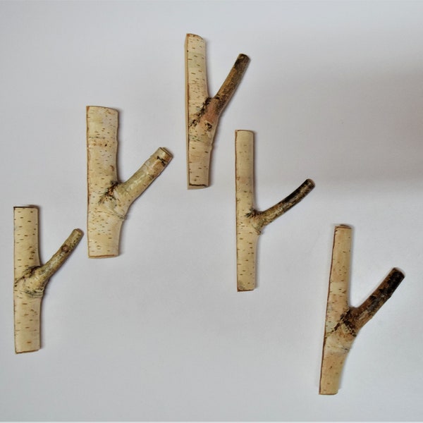 Birch wall hook, self adhesive tree branch hook, wooden hanger, wood wall hook, rustic coat hanger, wood towel hook, birke wandhaken