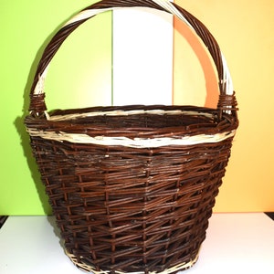Round garden basket, for picking fruits, vegetables, mushrooms, wicker basket, woven basket, willow basket, real willow wood