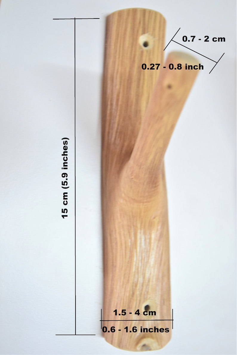 5x crochet auto-adhésif de petite branche darbre, bois massif, ensemble de 5 cintres en bois, crochets muraux en bois, cintres rustiques de cabine, crochets muraux de chalet image 9
