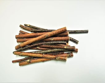 Organic birch sticks, 14 oz-400g package of 40-70 sticks, 5-6 inch long, real birch wood, pet chew toys for hamsters, gerbils, rodent food