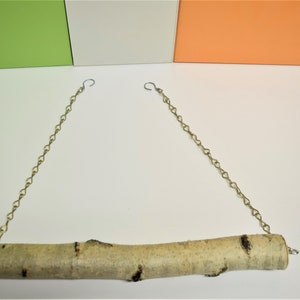 Hanging perch for all birds, small parrots, budgies, cockatiels, finches, medium size hanging perch, real white birch perch, natural wood