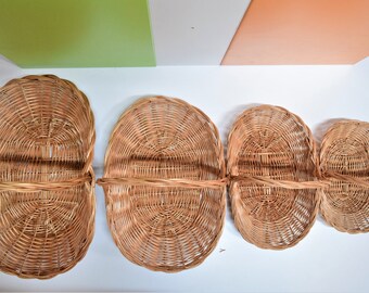 4x flower gathering basket, wicker basket, woven basket, willow basket, round handled basket, rustic display basket, peeled real willow wood