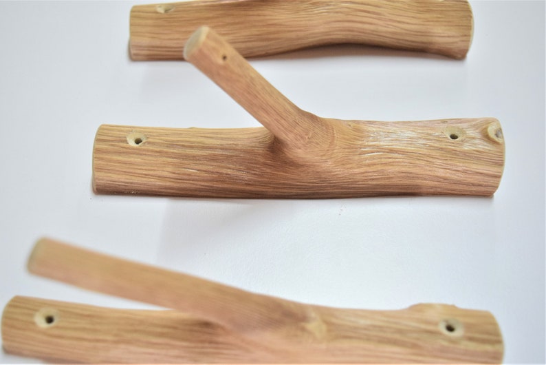 5x creative tree branch hooks, nordic solid wood, set of 5 wooden hangers, wood wall hooks, rustic coat hangers, farmhouse wall hooks image 3