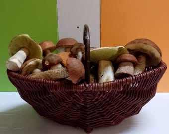 Frame foraging basket, wicker basket, willow trug basket, round handled basket, flower basket, rustic basket, real willow wood, hand woven