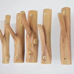 5x creative tree branch hooks, nordic solid wood, set of 5 wooden hangers, wood wall hooks, rustic coat hangers, farmhouse wall hooks image 5
