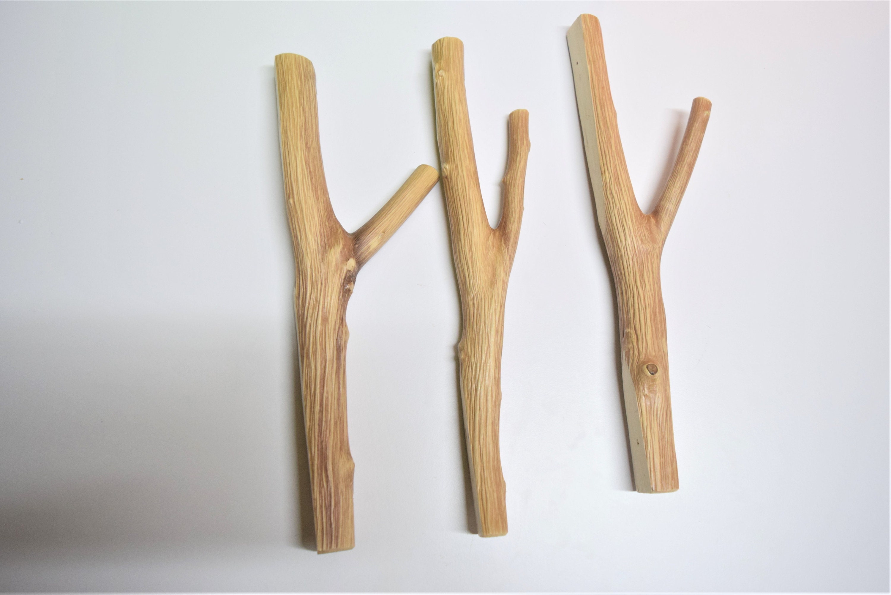 3x large tree branch hook solid natural wood set of 3 wooden Etsy