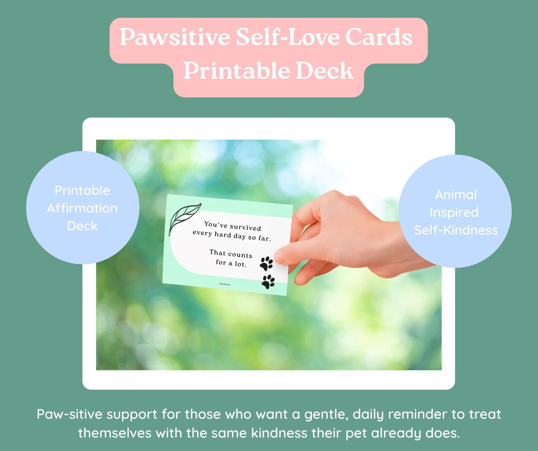 Pawsitive Card Pawsitive Self‑love Cards for Pet Lovers | Printable Affirmation Deck ...